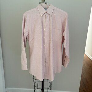Brooks Brothers Shirt Men's Button Down Slim Fit White Pink Striped Size 16-3